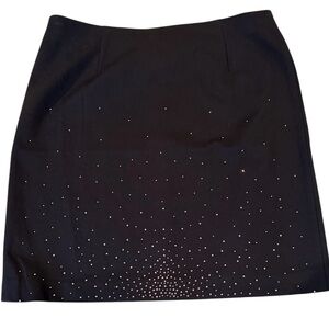 Nine West Black Skirt Crystals Stretch Pull On Mini Pencil Size Medium NWT